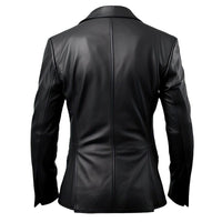 Men's Prestige Black Genuine Lambskin Blazer Notch Lapel collar Leather Coat