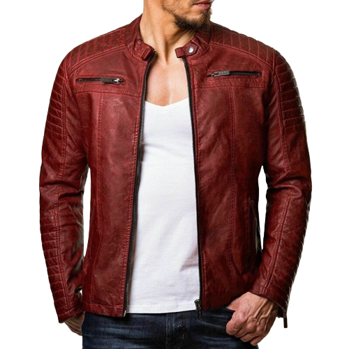 Men's Rex Shoulder Patch Work Real Lambskin Leather Jacket