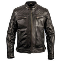 Men's Rugged Brown Biker Stand-up Collar Real Lambskin Jacket