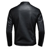 Men's Cosmic Black Stand-Up Collar Biker Real Lambskin Leather Jacket