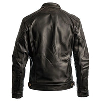 Men's Rugged Brown Biker Stand-up Collar Real Lambskin Jacket
