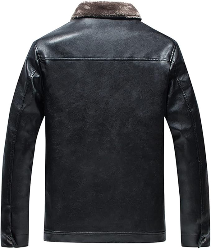 Men's Noble Classic Black Biker faux fur Quilted Genuine Lambskin Leather Jacket