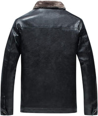 Men's Noble Classic Black Biker faux fur Quilted Genuine Lambskin Leather Jacket