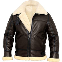 Men's Spartan Vintage Aviator Faux Fur Lining Bomber Genuine Lambskin Leather Jacket
