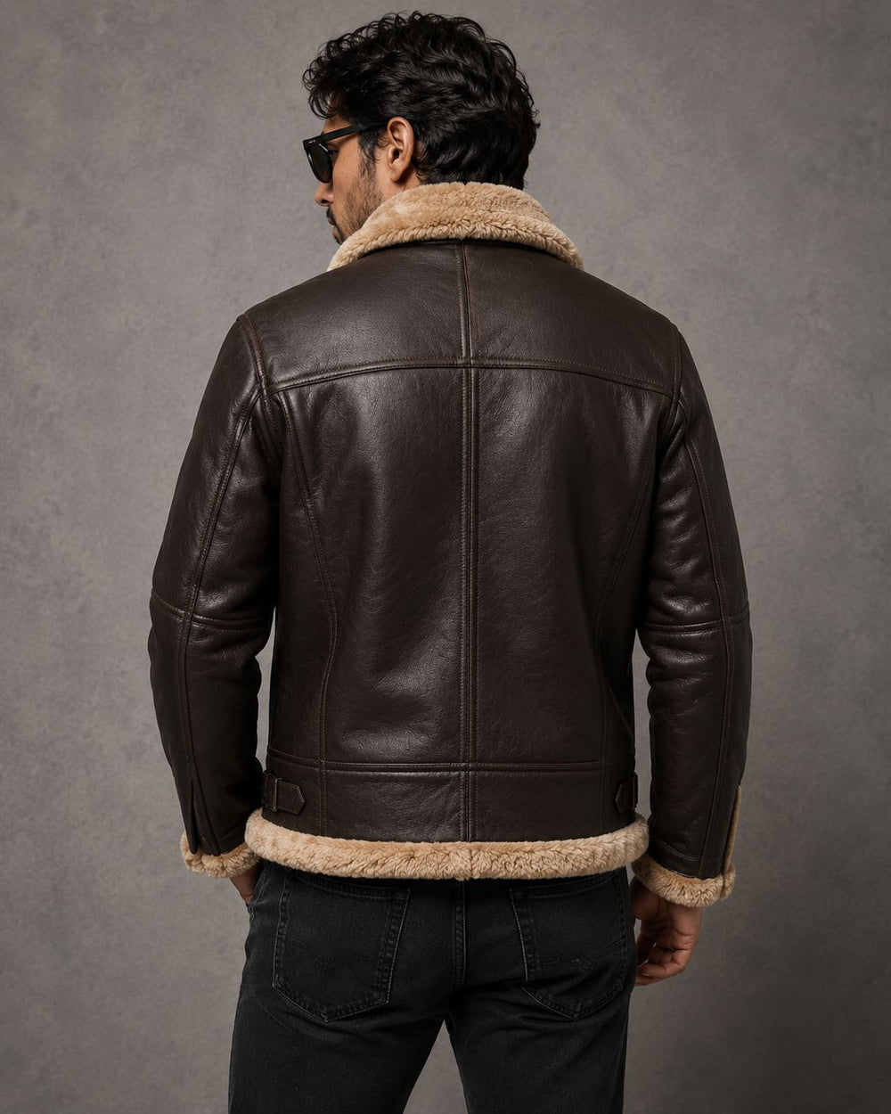Mens RAF Aviator Real Leather Lambskin Jacket - Brown