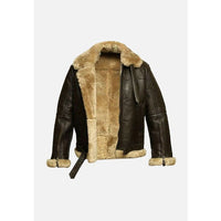 Mens RAF Aviator Real Leather Lambskin Jacket - Brown