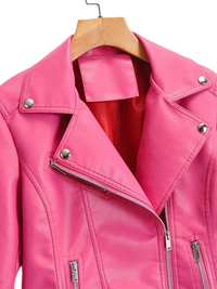 Womens Charlotte Genuine Lambskin Biker Leather Jacket
