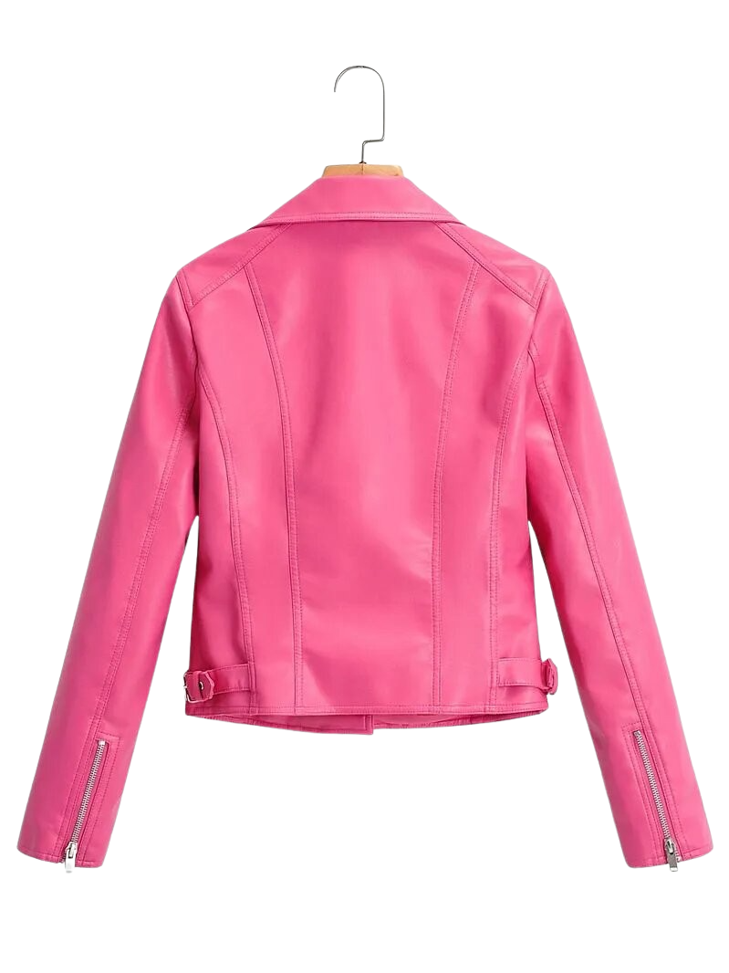 Womens Charlotte Genuine Lambskin Biker Leather Jacket