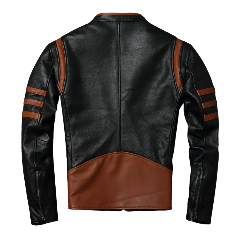 Men's Striped Real Lambskin Leather Jacket