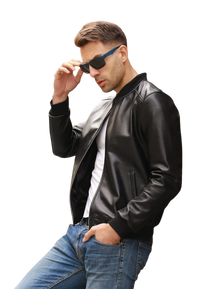 Mens Ace Genuine Real Leather Bomber Jacket