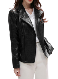 Womens Stella Genuine Lambskin Biker Leather Jacket