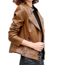 Womens Malani Genuine Lambskin Biker Leather Jacket