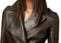 Womens Natalie Genuine Lambskin Leather Coat