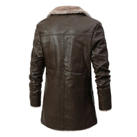 Mens Cary Front Button Faux Fur Lined Leather Coat