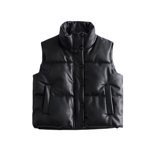Womens Analia Genuine Lambskin Leather Puffer Vest