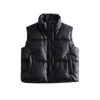 Womens Analia Genuine Lambskin Leather Puffer Vest