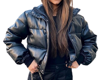 Womens Madelyn Genuine Lambskin Leather Puffer Jacket