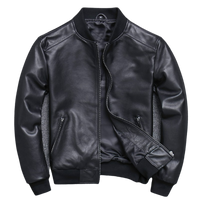 Mens Stylo Genuine Lambskin Leather Bomber Jacket