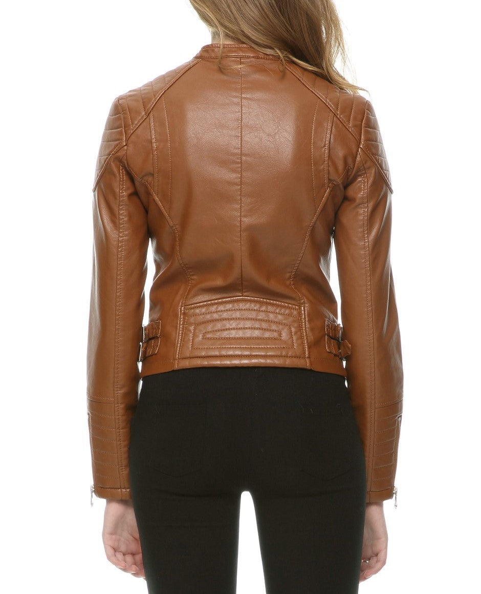 Womens Nora Genuine Lambskin Leather Jacket