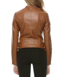 Womens Nora Genuine Lambskin Leather Jacket