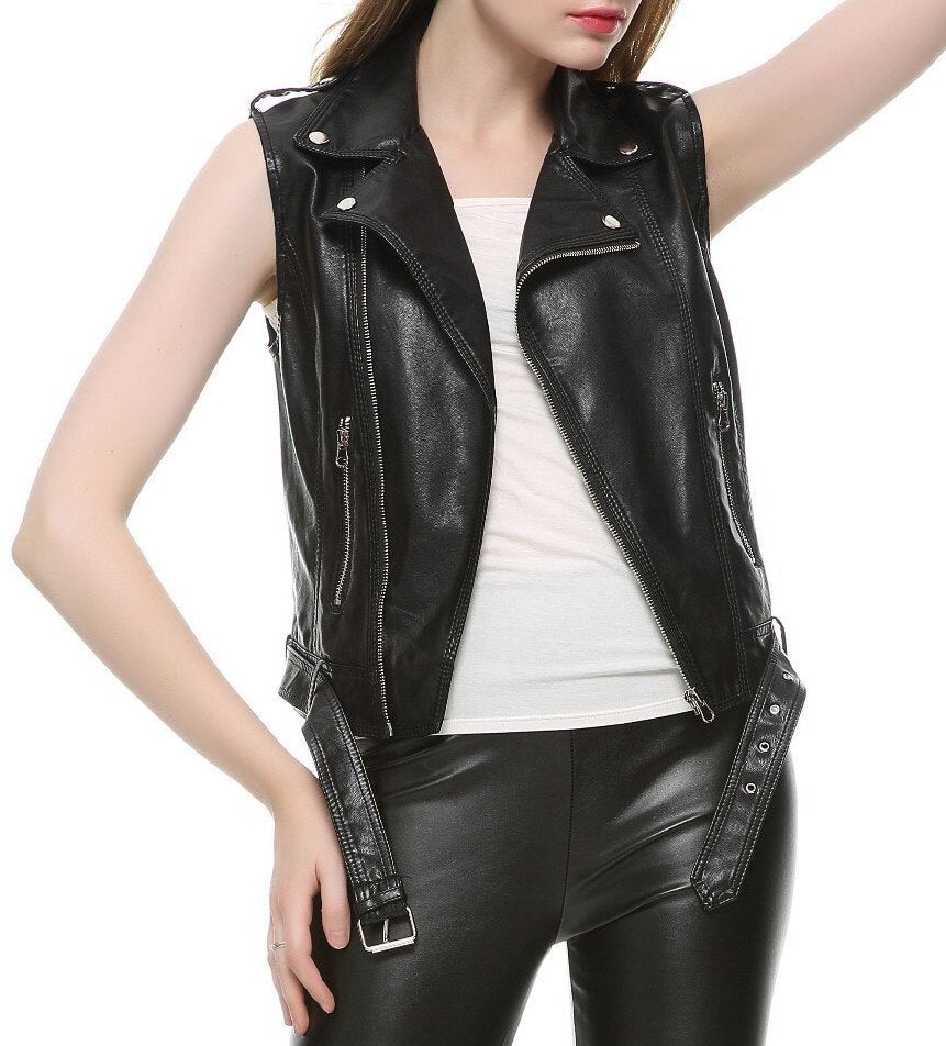 Womens Olivia Genuine Lambskin Leather Vest