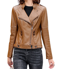 Womens Malani Genuine Lambskin Biker Leather Jacket