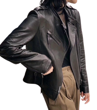 Womens Florence Genuine Lambskin Biker Leather Jacket