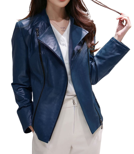 Womens Stella Genuine Lambskin Biker Leather Jacket