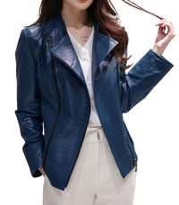 Womens Stella Genuine Lambskin Biker Leather Jacket