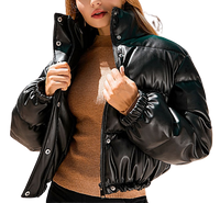 Womens Madelyn Genuine Lambskin Leather Puffer Jacket
