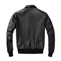 Mens A2 Flight Aviator Cowhide Leather Black Bomber Jacket