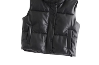 Womens Analia Genuine Lambskin Leather Puffer Vest