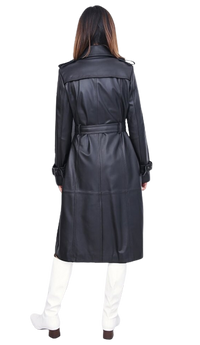 Womens Shay Genuine Lambskin Leather Long Trench Coat