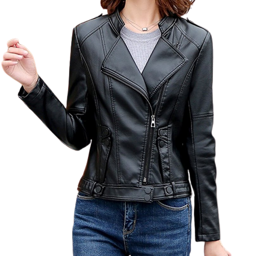 Womens Malani Genuine Lambskin Biker Leather Jacket