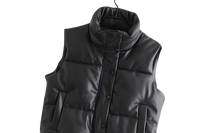 Womens Analia Genuine Lambskin Leather Puffer Vest