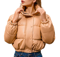Womens Madelyn Genuine Lambskin Leather Puffer Jacket