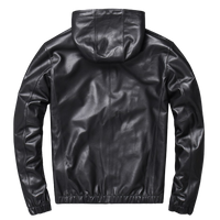 Mens Bowie Simple Genuine Lambskin Leather Hooded Bomber Jacket