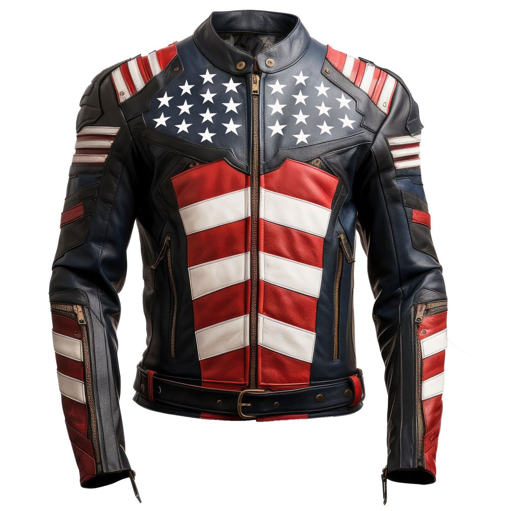 Vintage American Flag Leather Jacket – Patriotic Style with Premium Craftsmanship
