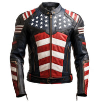 Vintage American Flag Leather Jacket – Patriotic Style with Premium Craftsmanship