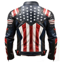 Vintage American Flag Leather Jacket – Patriotic Style with Premium Craftsmanship