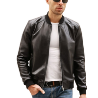 Mens Ace Genuine Real Leather Bomber Jacket