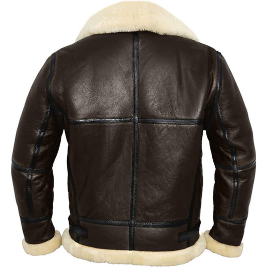 Men's Spartan Vintage Aviator Faux Fur Lining Bomber Real Lambskin Leather Jacket