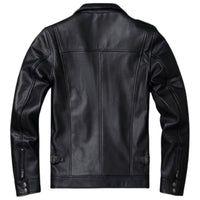 Men's Knight Black Retro Bomber Motorcycle Genuine Cowhide Leather Jacket