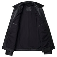 Men's Knight Black Retro Bomber Motorcycle Genuine Cowhide Leather Jacket