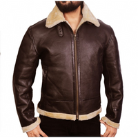 Men's Maverick Brown Aviator B3 Bomber Faux Fur Lining Real Cowhide Leather Jacket