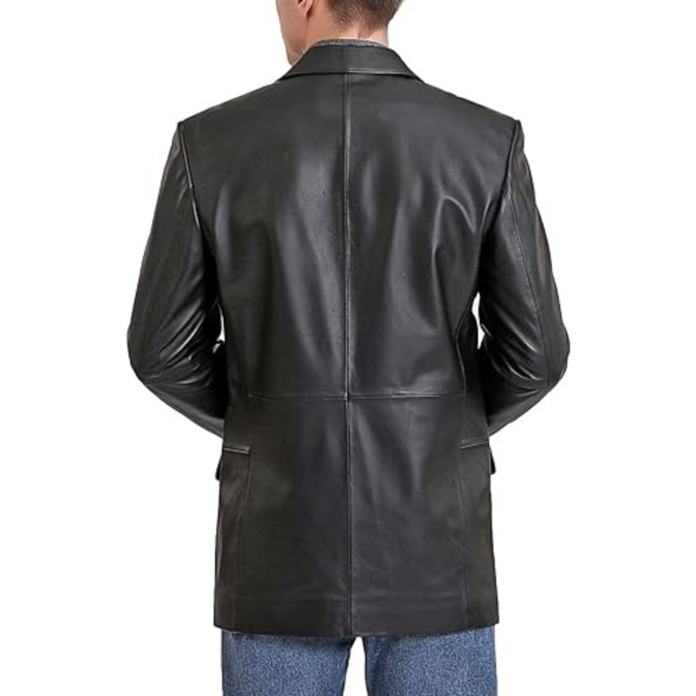 Men's Myst Black Slim-Fit Genuine Lambskin Leather Coat