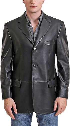 Men's Myst Black Slim-Fit Genuine Lambskin Leather Coat