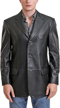 Men's Myst Black Slim-Fit Genuine Lambskin Leather Coat