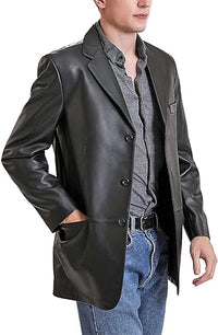 Men's Myst Black Slim-Fit Genuine Lambskin Leather Coat