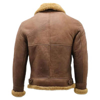 Men's Stealth Aviator Faux Fur Lining Bomber Real Lambskin Brown Jacket